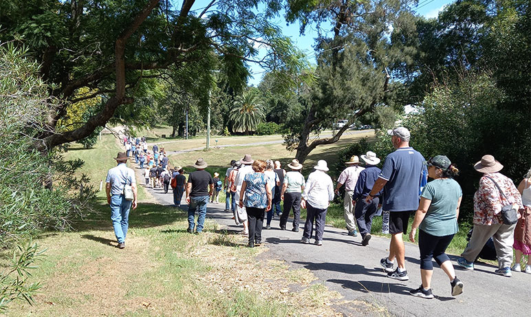 people on the annual town walk